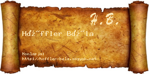 Höffler Béla névjegykártya